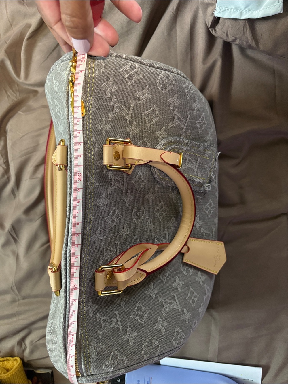 Source Unknown Beige Monogram Canvas Satchel with Gold Hardware - Picture 14 of 15